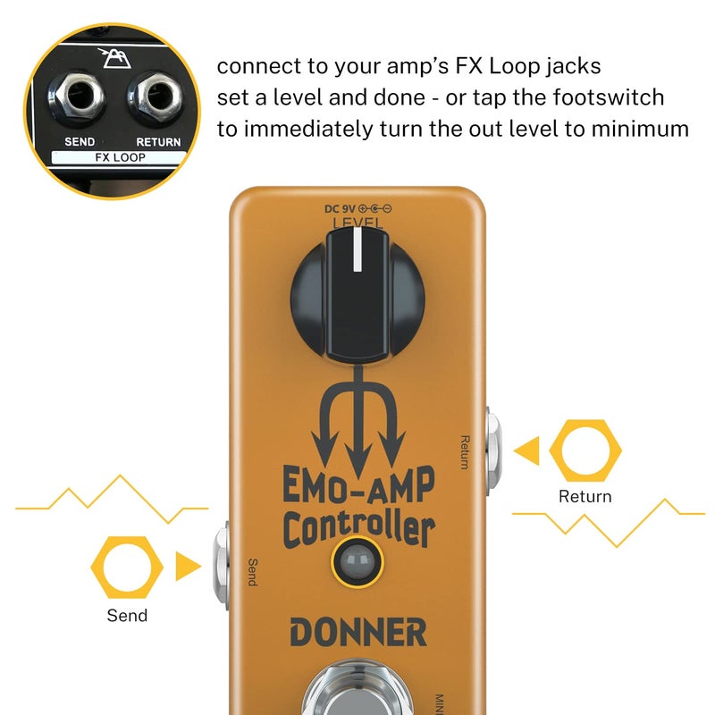 Donner Amp Attenuator Pedal, EMO AMP Box Controller Signal Converter Guitar Effect pedal with Mute Footswitch - Image 5